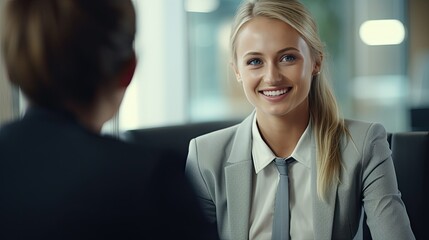 Meeting with a friend at a business lunch. Business people at a business meeting. Successful negotiations. Interview with a job applicant. Colleagues are discussing something. Illustration for design.