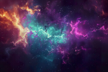 Fototapeta premium A colorful space scene with a purple and green cloud in the middle