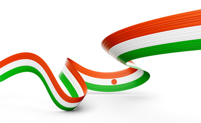 3d Flag Of Niger 3d Shiny Waving Niger Ribbon Flag On White Background 3d Illustration