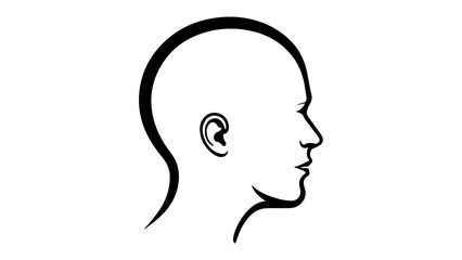 simple head with ear silhouette from side in vector