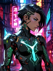 cyberpunk comics manga character design anime style

