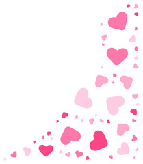 Pink hearts corner particles. Vector illustration.	