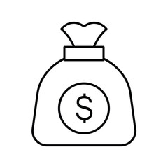 Finance icon. Bag of money linear icon. Line customizable illustration. Contour symbol. Vector isolated outline drawing. Editable stroke
