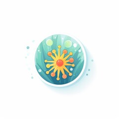 Abstract representation of a colorful virus or cell, perfect for scientific, medical, or educational purposes.