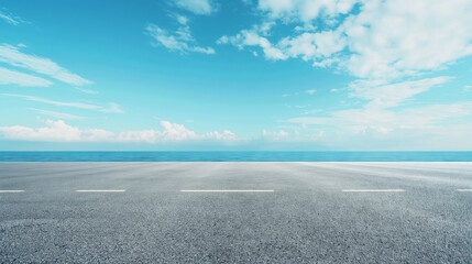 Obraz premium Empty asphalt floor and sea background 
