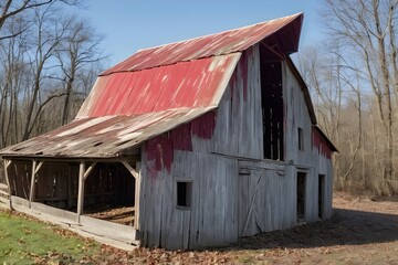 Obraz premium Rustic Barn with a Red Roof