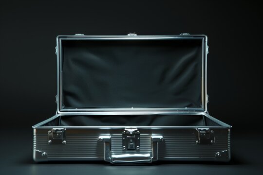 Stylish aluminum case on dark background