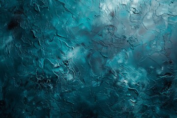 Abstract Blue-Green Textured Painting