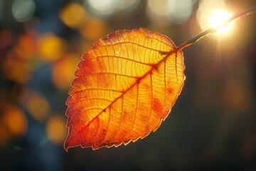 Obraz premium Autumn Leaf in Sunlight