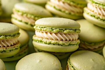 Green Vanilla Macarons Close-Up