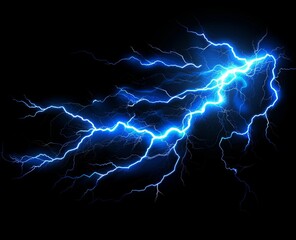 Blue lightning bolt on black background 