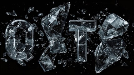 Broken glass shards formed when ice is shattered, useful for backgrounds or textures