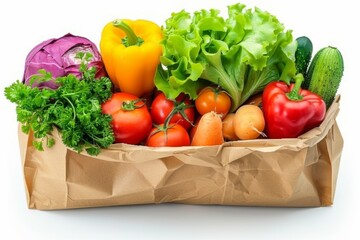 Fresh Assortment of Vegetables in Paper Bag