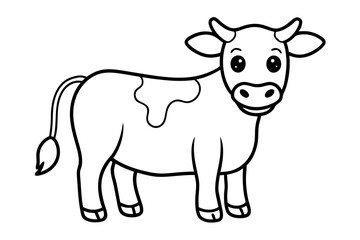 funny cute cow doodle line art vector illustration