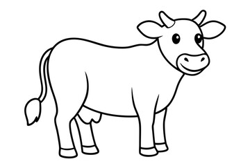 funny cute cow doodle line art vector illustration