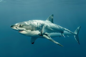 Naklejka premium Great White Shark Underwater