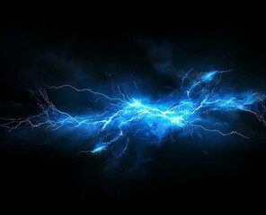 Blue lightning bolt on black background 