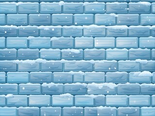 Obraz premium White snow textured brick illustration Background.