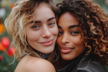 Obraz premium Close-Up of Two Smiling Women Outdoors