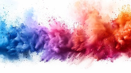 Vibrant Color Explosions Against White Background Generative AI