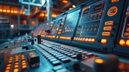 Modern control panel of nuclear power plant
