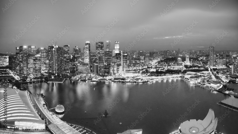 Wall mural singapore marina bay aerial skyline at night