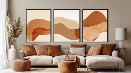 Set of Three Organic Shapes with Earthy Tones Posters