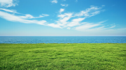 Obraz premium Empty grass and sea background