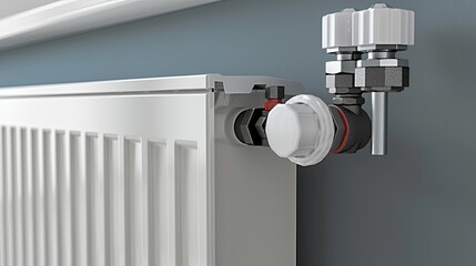 Close-up of a new radiator being installed in a residential home, showcasing the essential technical work involved in ensuring home comfort. Generative AI