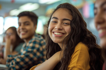 Obraz premium happy students in a classroom