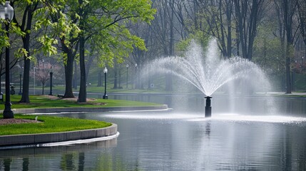 A sprinkler head sprays water onto a lush green lawn