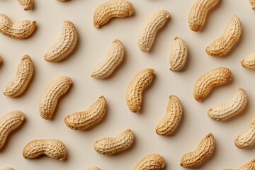 Unique peanut design Whole and cracked peanuts Overhead shot