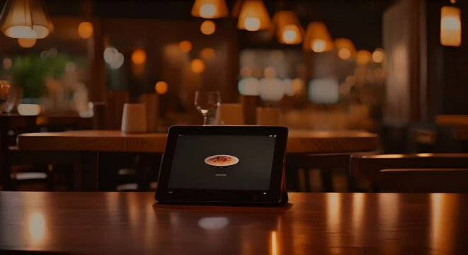 Tablet with the menu to order in a restaurant.