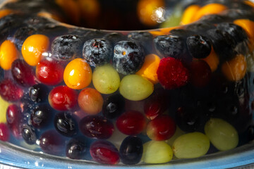 Red fruit jelly in selective focus