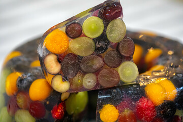 Red fruit jelly in selective focus