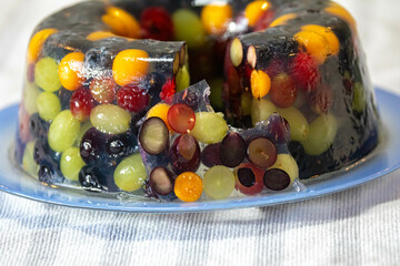 Red fruit jelly in selective focus