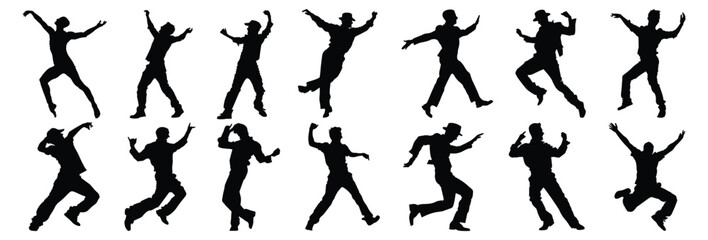 Jumping people silhouette set vector design big pack of illustration and icon