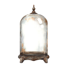 The vintage glass dome is a Flolarium, decorated with an expensive pattern. The watercolor illustration in the Gothic style is suitable for decoration and design on Halloween and vintage projects © ValentinaSova