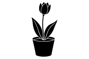 pot in flower vector silhouette illustration