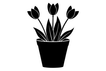 pot in flower vector silhouette illustration