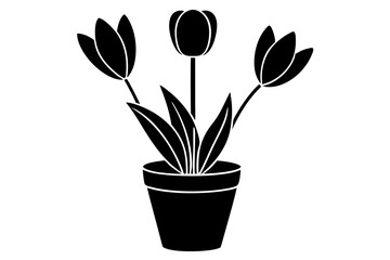 pot in flower vector silhouette illustration