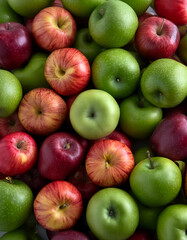 Pile of fresh red and green apples.