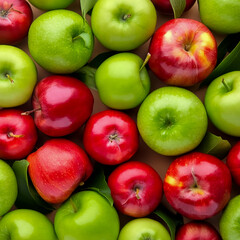 Pile of fresh red and green apples.