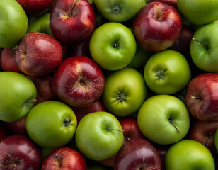 Pile of fresh red and green apples.
