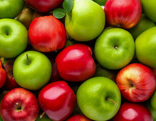 Pile of fresh red and green apples.