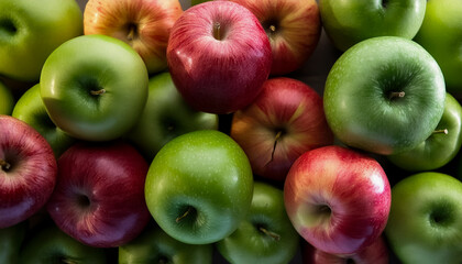 Pile of fresh red and green apples.
