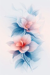 Fototapeta premium Delicate Pink Flower With Blue Leaves