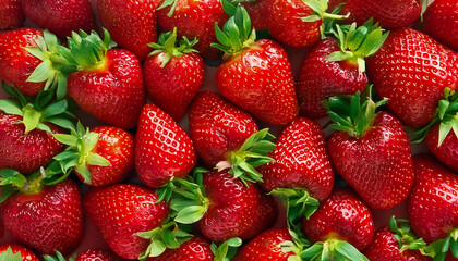 Pile of fresh, red and ripe strawberries. Concept background.