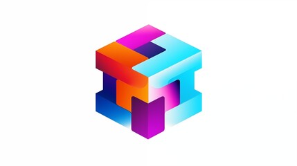Abstract 3D Vibrant Gradient Color Cube Design