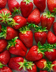 Pile of fresh, red and ripe strawberries. Concept background.
